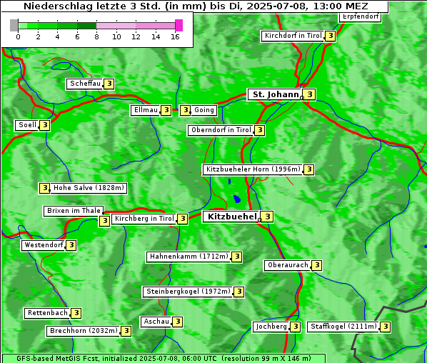 Niederschlag, 8. 7. 2025