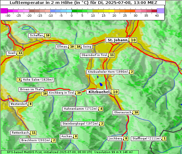 Temperatur, 8. 7. 2025