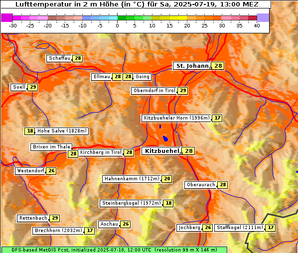 Temperatur, 19. 7. 2025
