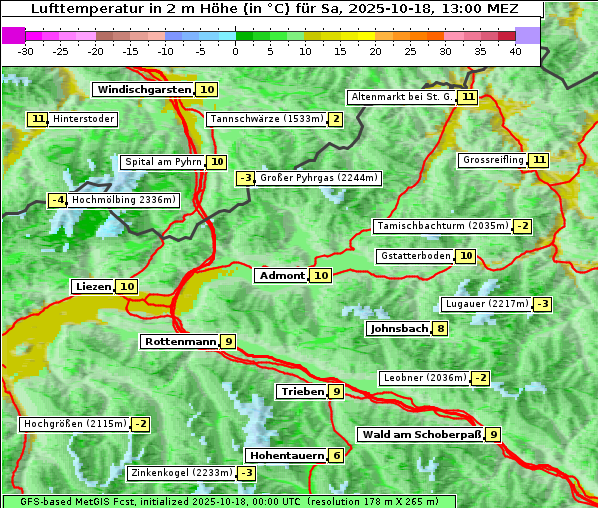 Temperatur, 18. 10. 2025
