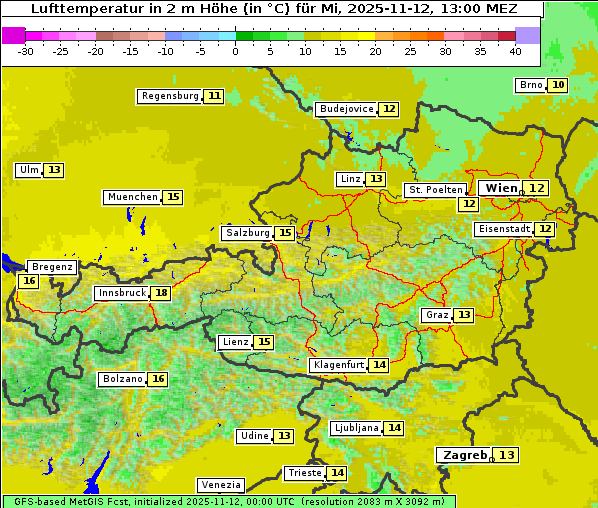 Temperatur, 12. 11. 2025