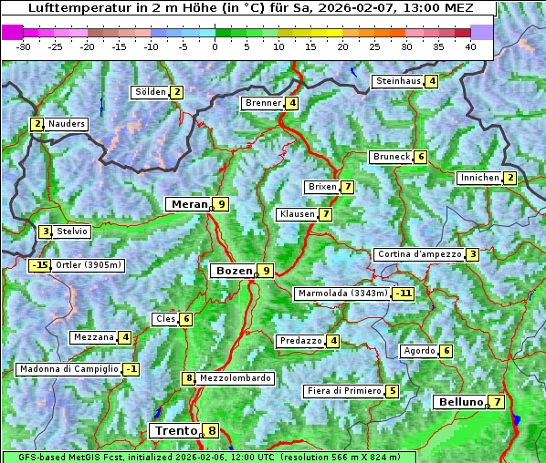 Temperatur, 7. 2. 2026