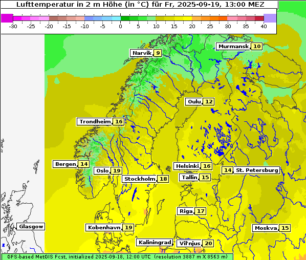Temperatur, 19. 9. 2025