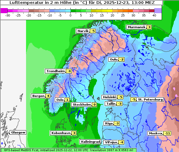 Temperatur, 23. 12. 2025