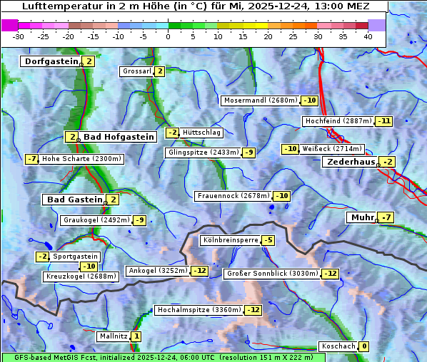 Temperatur, 24. 12. 2025