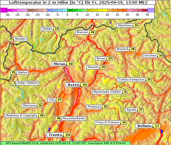 Temperatur, 19. 9. 2025