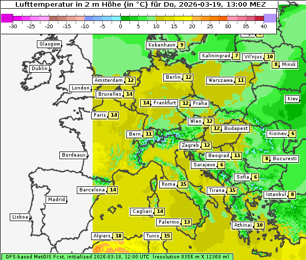Temperatur, 19. 3. 2026