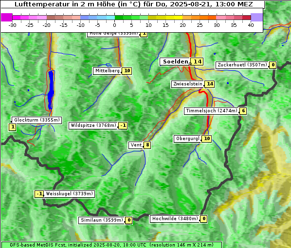 Temperatur, 21. 8. 2025