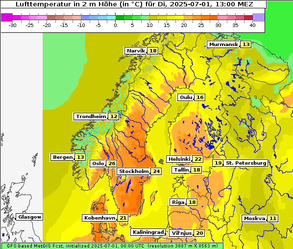 Temperatur, 1. 7. 2025