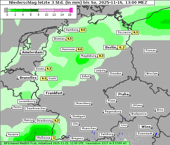 Niederschlag, 16. 11. 2025