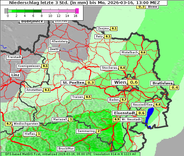 Niederschlag, 16. 3. 2026