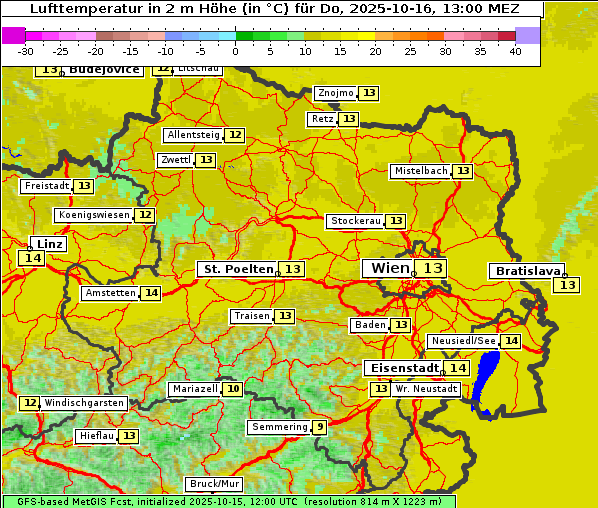 Temperatur, 16. 10. 2025