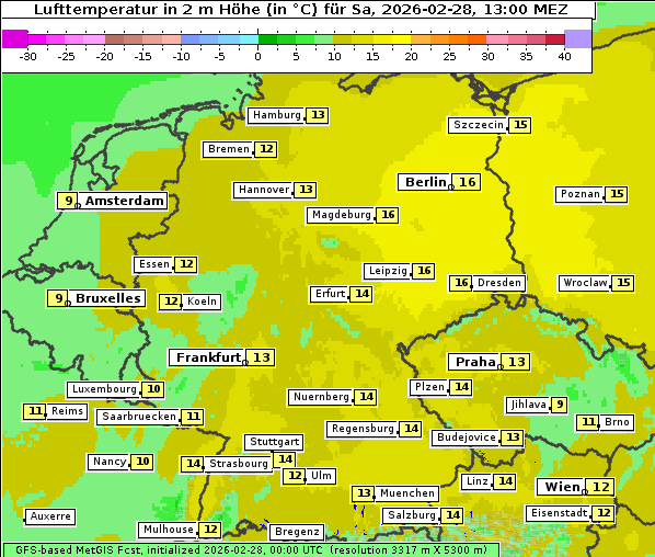 Temperatur, 28. 2. 2026