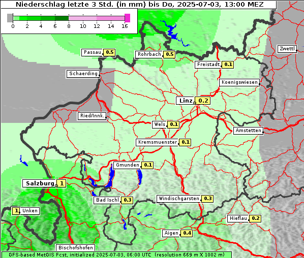 Niederschlag, 3. 7. 2025