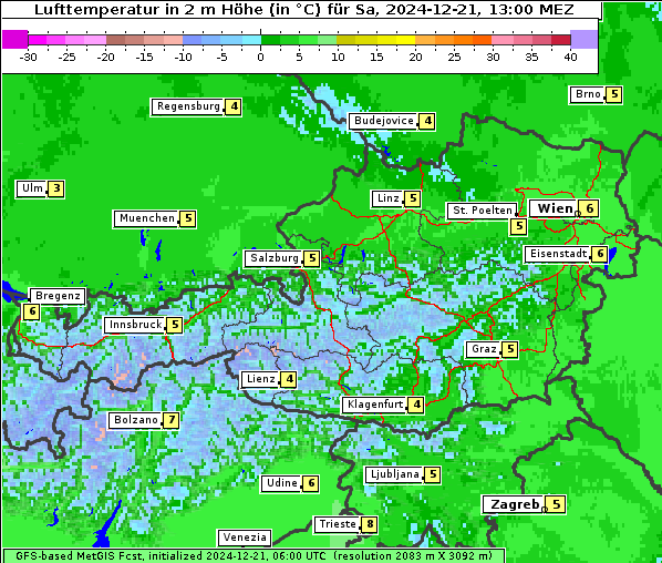 Temperatur, 21. 12. 2024