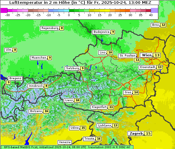 Temperatur, 24. 10. 2025