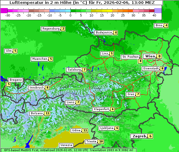 Temperatur, 6. 2. 2026