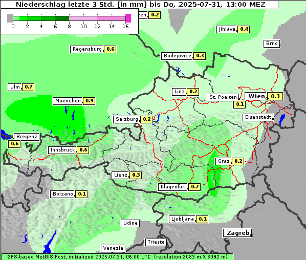 Niederschlag, 31. 7. 2025