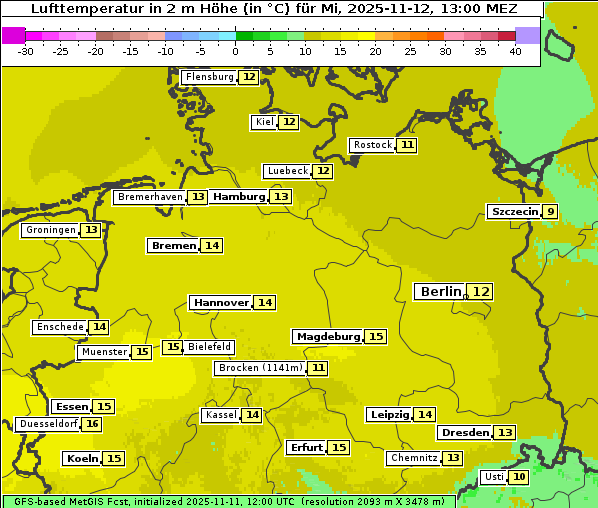 Temperatur, 12. 11. 2025