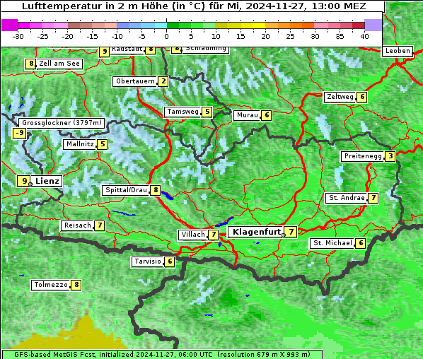 Temperatur, 27. 11. 2024