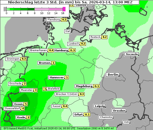 Niederschlag, 14. 3. 2026