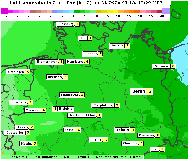 Temperatur, 13. 1. 2026