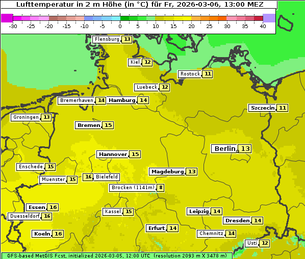Temperatur, 6. 3. 2026