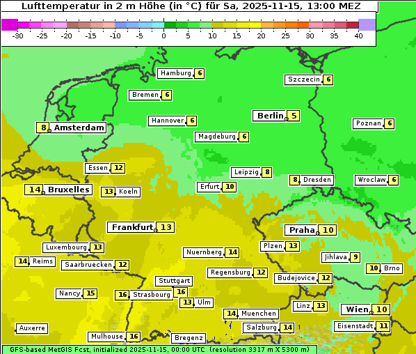 Temperatur, 15. 11. 2025