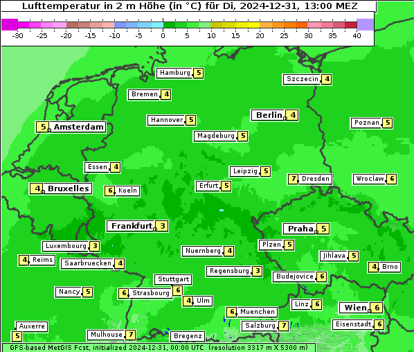 Temperatur, 31. 12. 2024