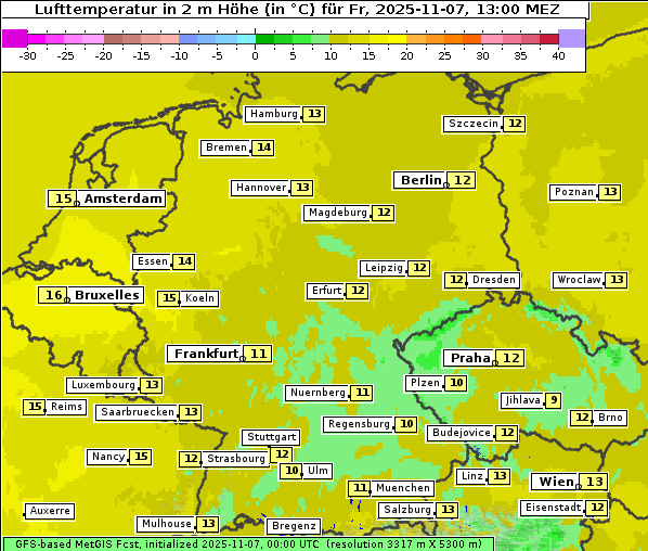 Temperatur, 7. 11. 2025