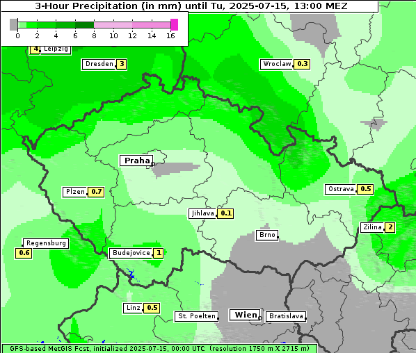 Niederschlag, 15. 7. 2025