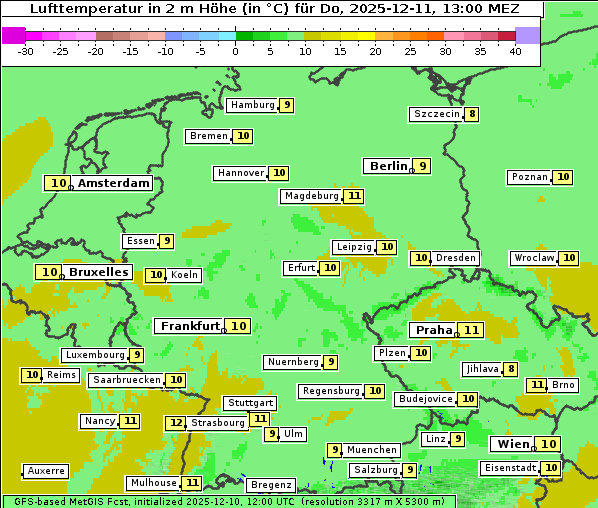 Temperatur, 11. 12. 2025