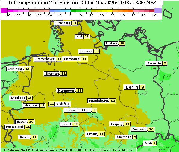Temperatur, 10. 11. 2025