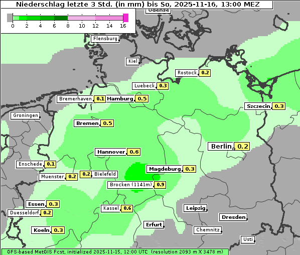 Niederschlag, 16. 11. 2025
