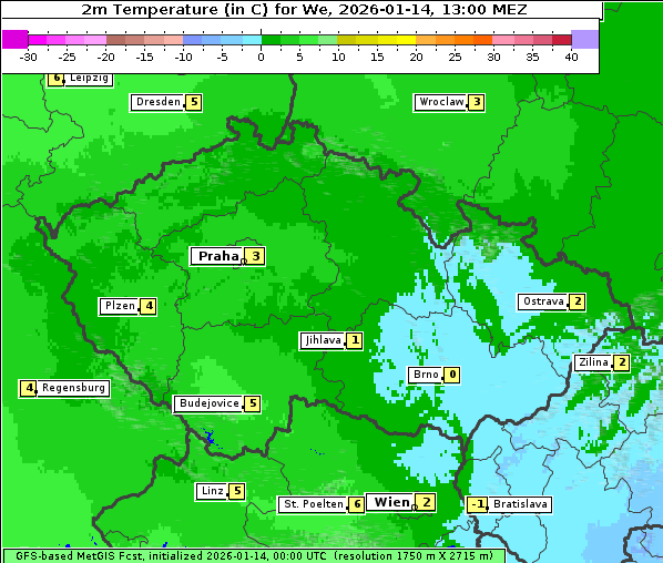 Temperatur, 14. 1. 2026