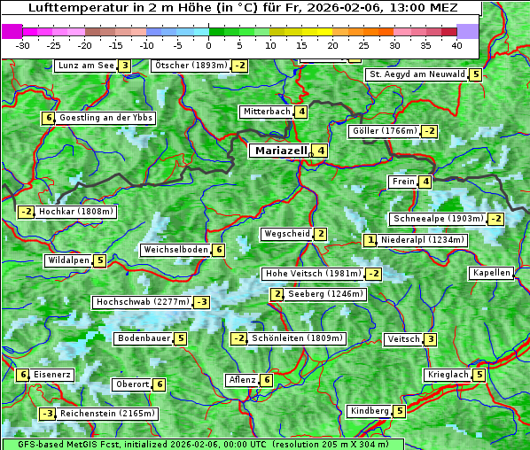 Temperatur, 6. 2. 2026
