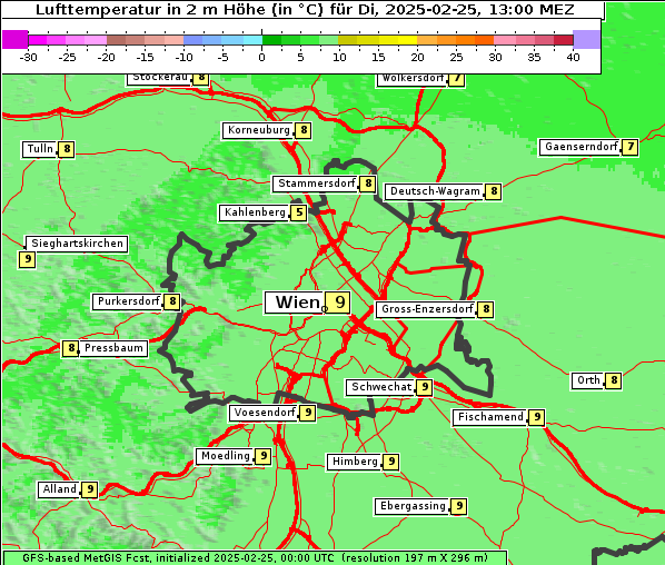 Temperatur, 25. 2. 2025