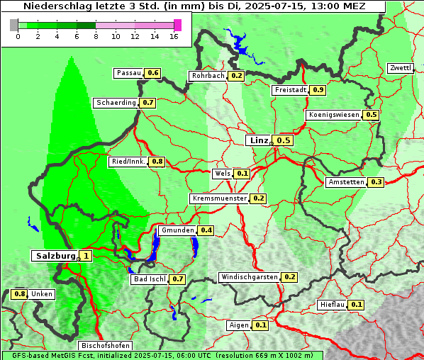 Niederschlag, 15. 7. 2025