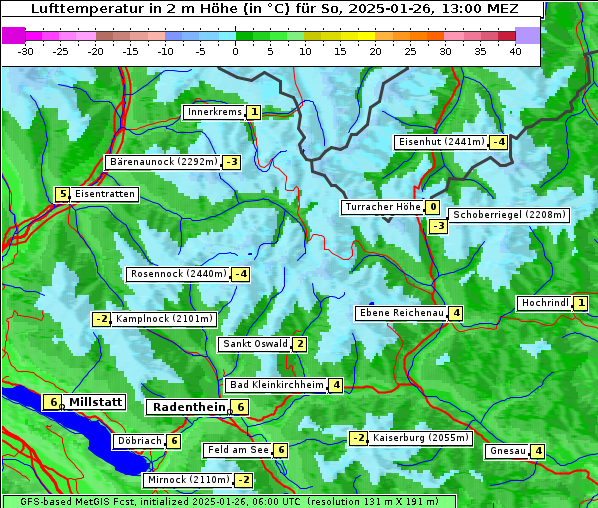 Temperatur, 26. 1. 2025