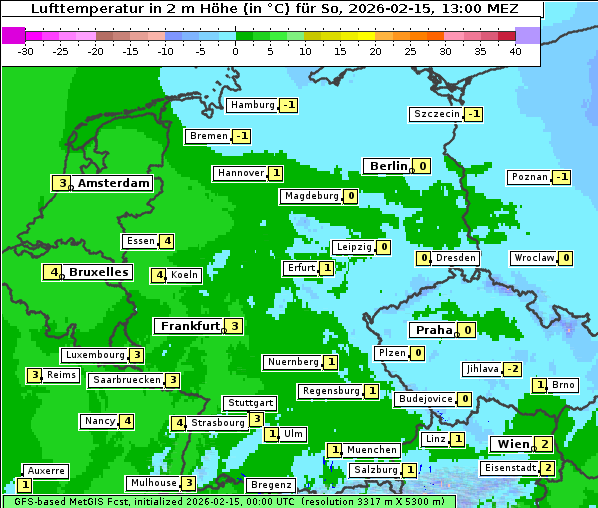 Temperatur, 15. 2. 2026