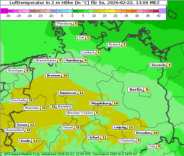 Temperatur, 22. 2. 2026