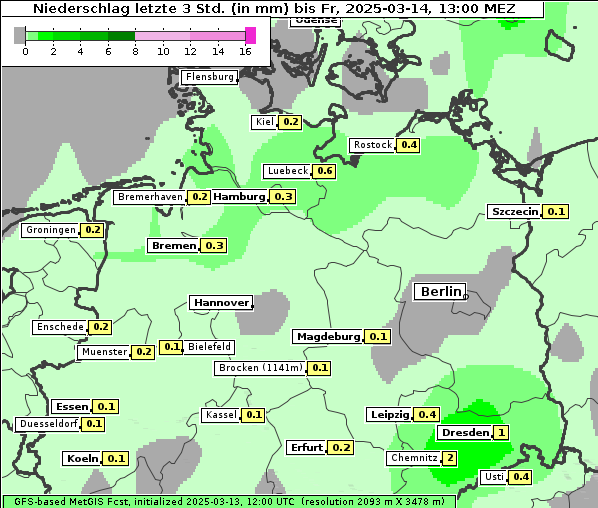 Niederschlag, 14. 3. 2025