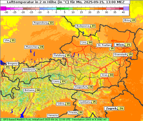 Temperatur, 15. 9. 2025