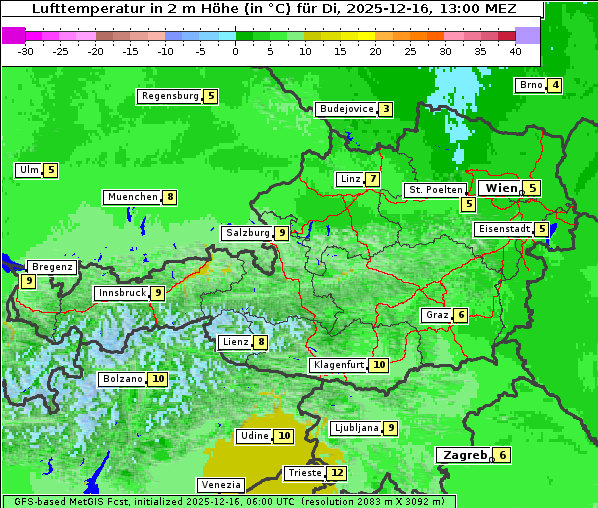 Temperatur, 16. 12. 2025