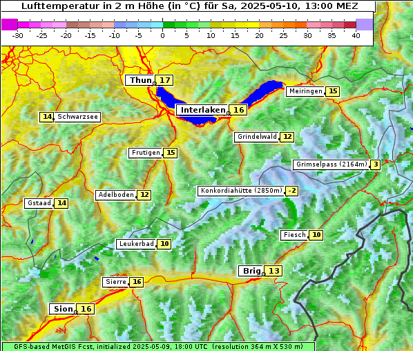 Temperatur, 10. 5. 2025