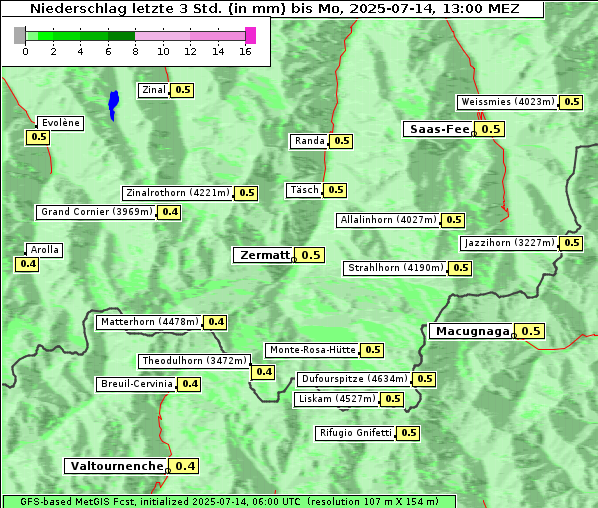 Niederschlag, 14. 7. 2025