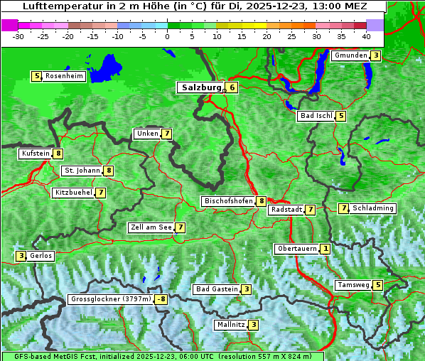 Temperatur, 23. 12. 2025