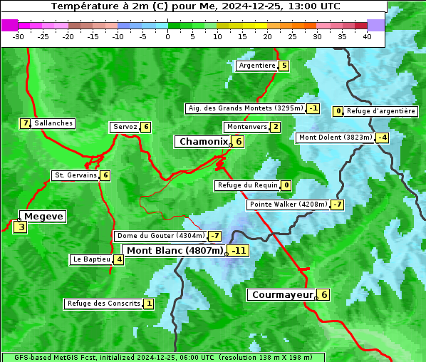 Temperatur, 25. 12. 2024