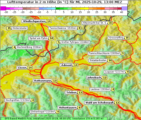 Temperatur, 29. 10. 2025