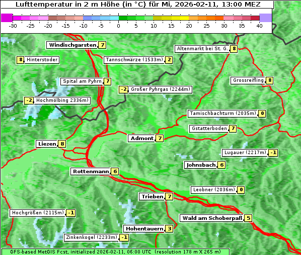 Temperatur, 11. 2. 2026
